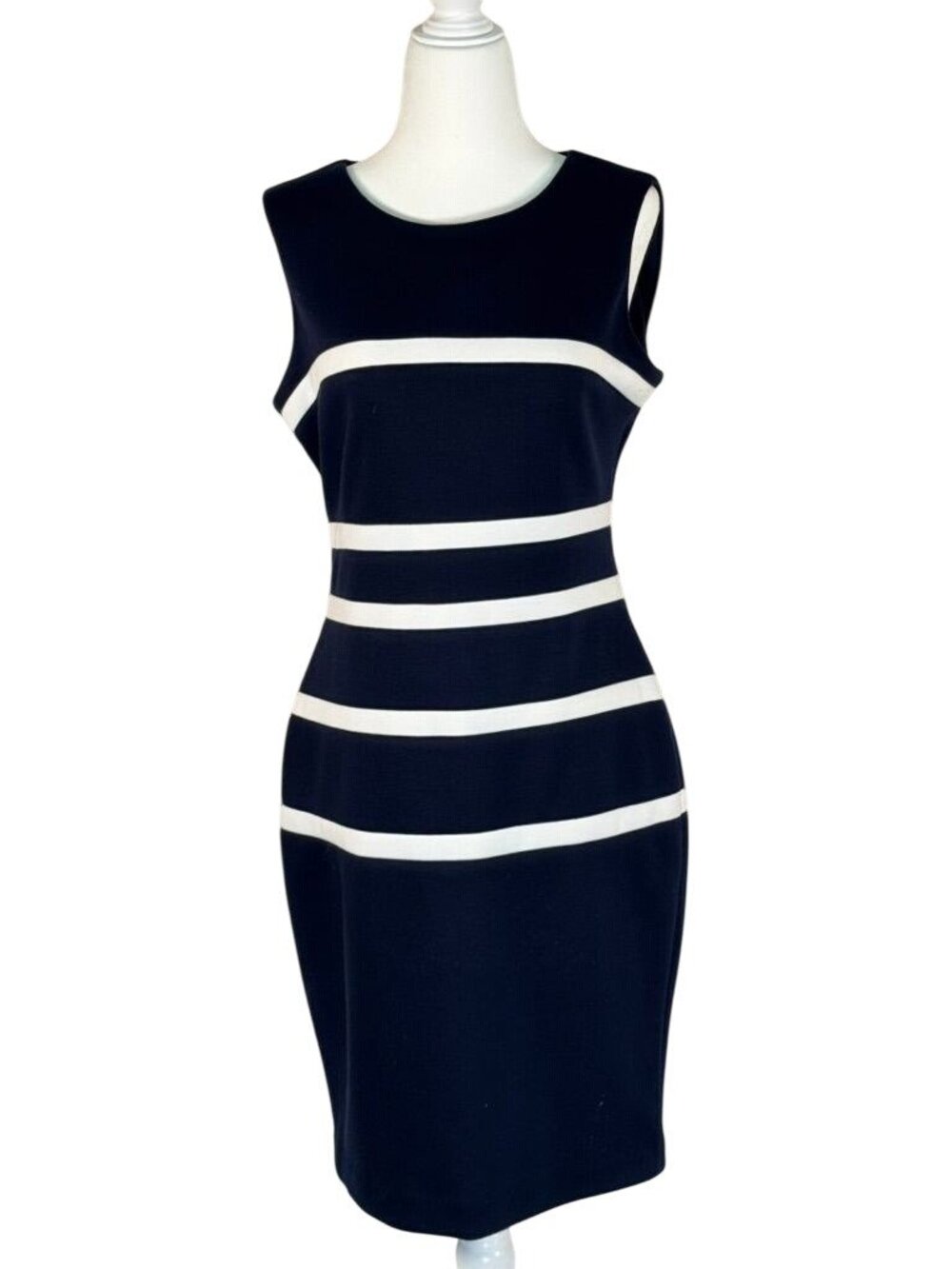 Tommy Hilfiger Size M Blue & White Striped Sheath Dress Womens